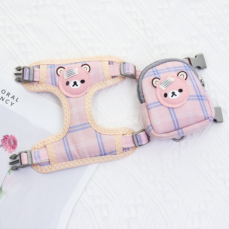 Plaid Teddy Backpack Harness Set