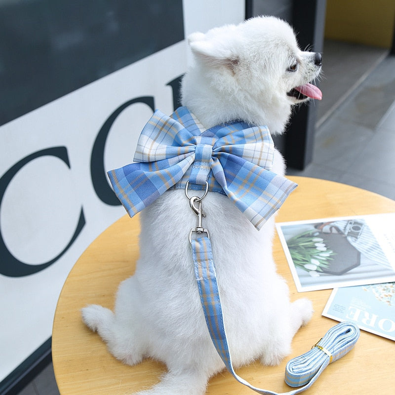 Pretty Plaid Bow Harness Set