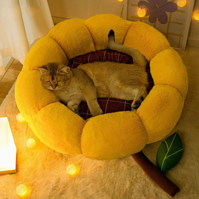 Plush Sunflower Pup Bed